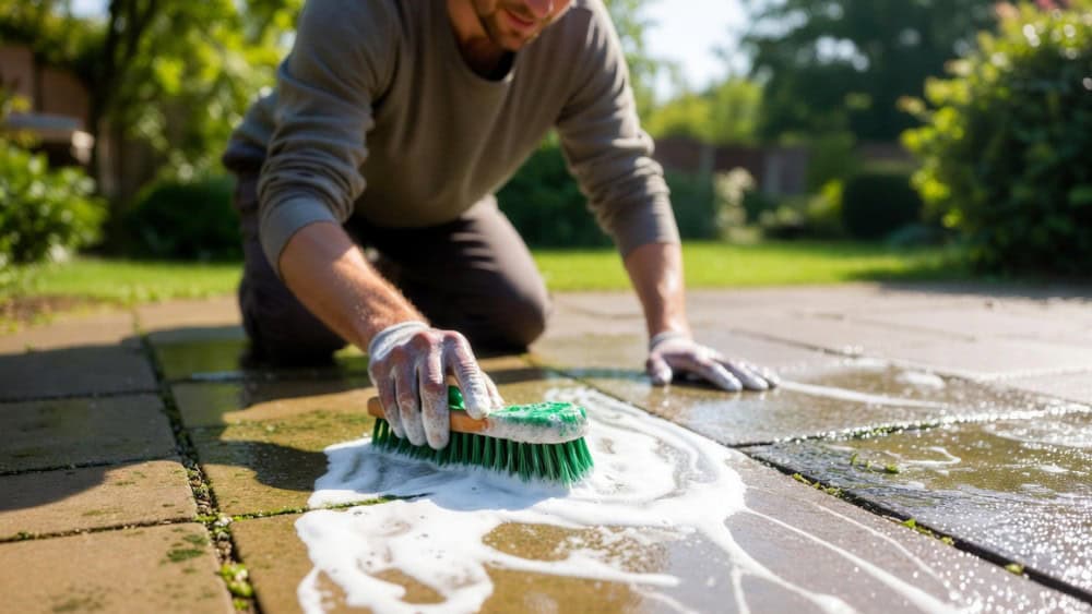 Krijg een schoon terras met groene aanslag 